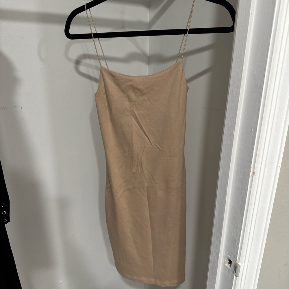 Zara Tan Ribbed Slip Dress Cocktail